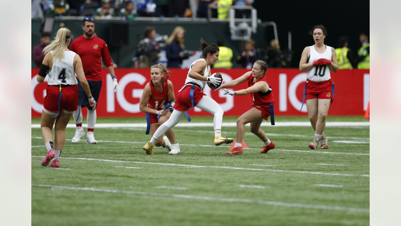 Women's Flag Football exhibition game held at halftime of Giants-Packers in  London