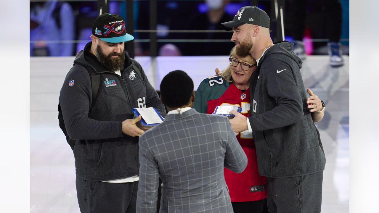 Donna Kelce's split jersey is in the Pro Football Hall of Fame