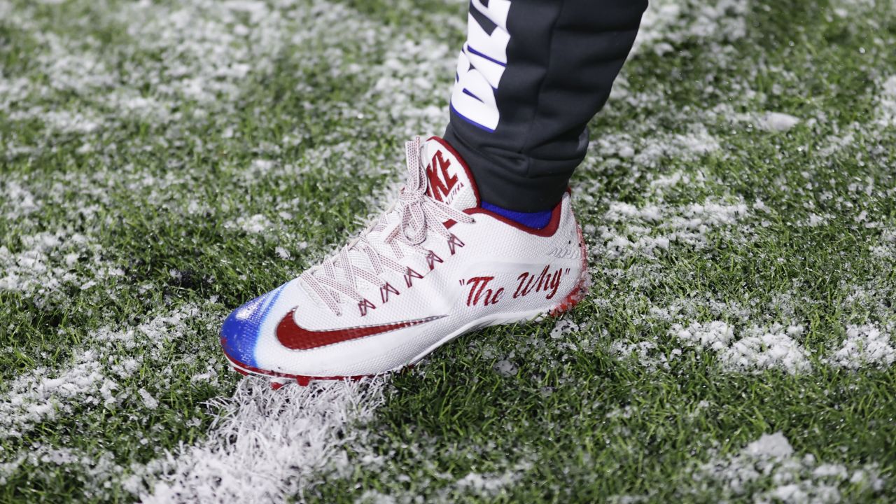 A detailed view of the Nike cleats worn by Cleveland Browns wide