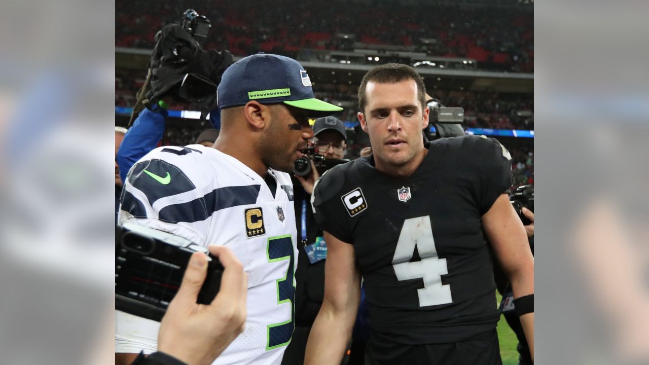 London, UK. 14 October 2018. Raiders fans. Seattle Seahawks at Oakland  Raiders NFL game at Wembley Stadium, the first of the NFL London 2018  games. Final score Seahawks 27 Raiders 3. Credit: