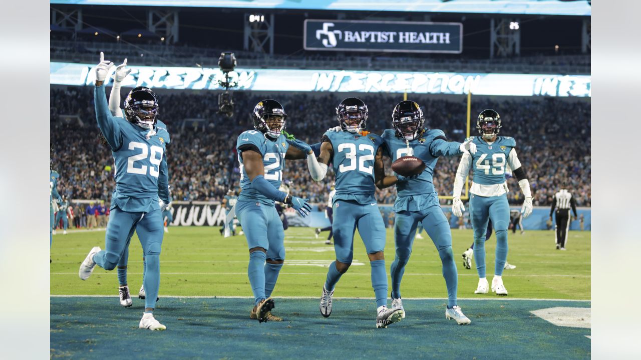 Jacksonville Jaguars place kicker Riley Patterson (10) kicks a field goal  in action during an NFL football game against the Tennessee Titans,  Saturday, Jan. 7, 2023, in Jacksonville, Fla. The Jaguars defeated