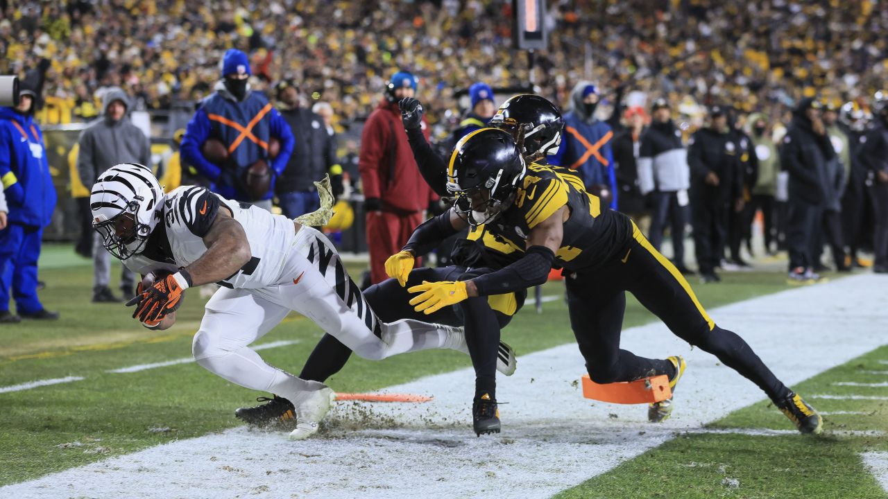 PITTSBURGH, PA - NOVEMBER 20: A photo of a Cincinnati Bengals Color Rush  helmet during the national football league game between the Cincinnati  Bengals and the Pittsburgh Steelers on November 20, 2022