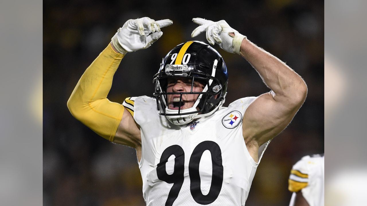 Pittsburgh Steelers outside linebacker T.J. Watt reacts after forcing an  incomplete pass during the second half of an NFL football game against the  Los Angeles Chargers, Sunday, Oct. 13, 2019, in Carson