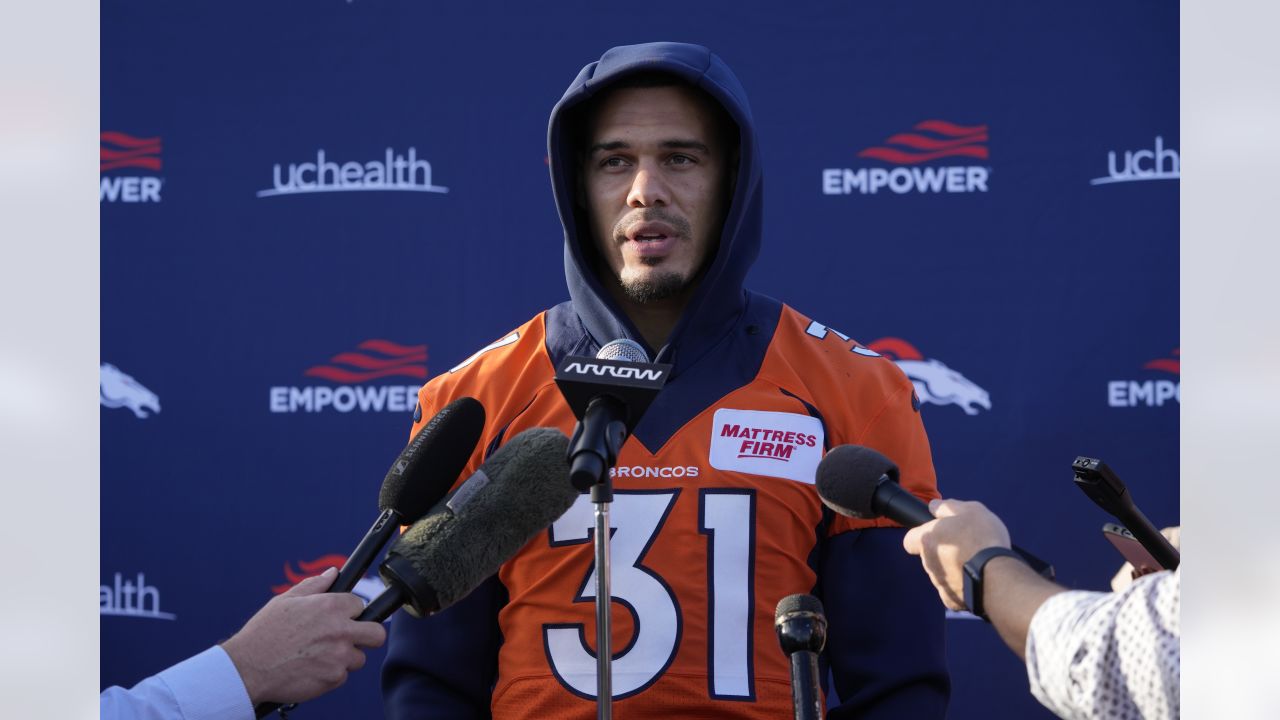 Denver Broncos quarterback Russell Wilson (3) passes the ball during a  practice session in Harrow, England, Thursday, Oct. 27, 2022. The Denver  Broncos will play the Jacksonville Jaguars in an NFL regular