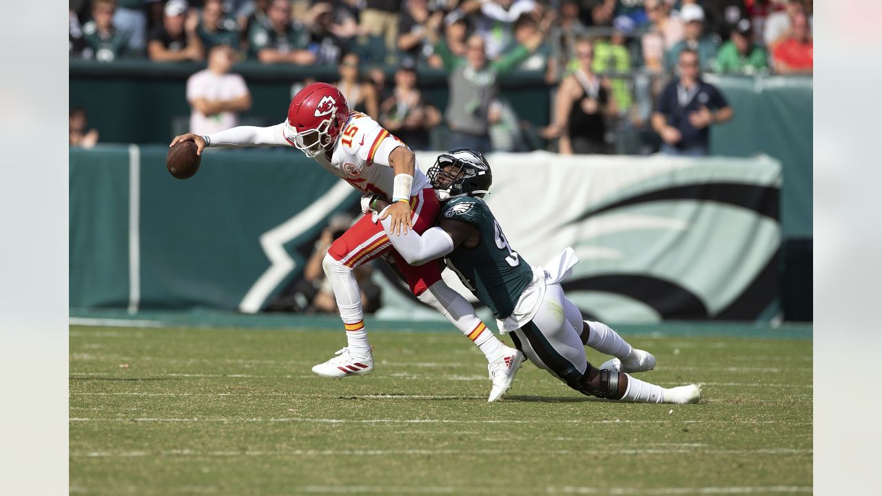 October 6, 2019: Philadelphia Eagles defensive end Josh Sweat (94) reacts  to his sack during the NFL game between the New York Jets and the Philadelphia  Eagles at Lincoln Financial Field in