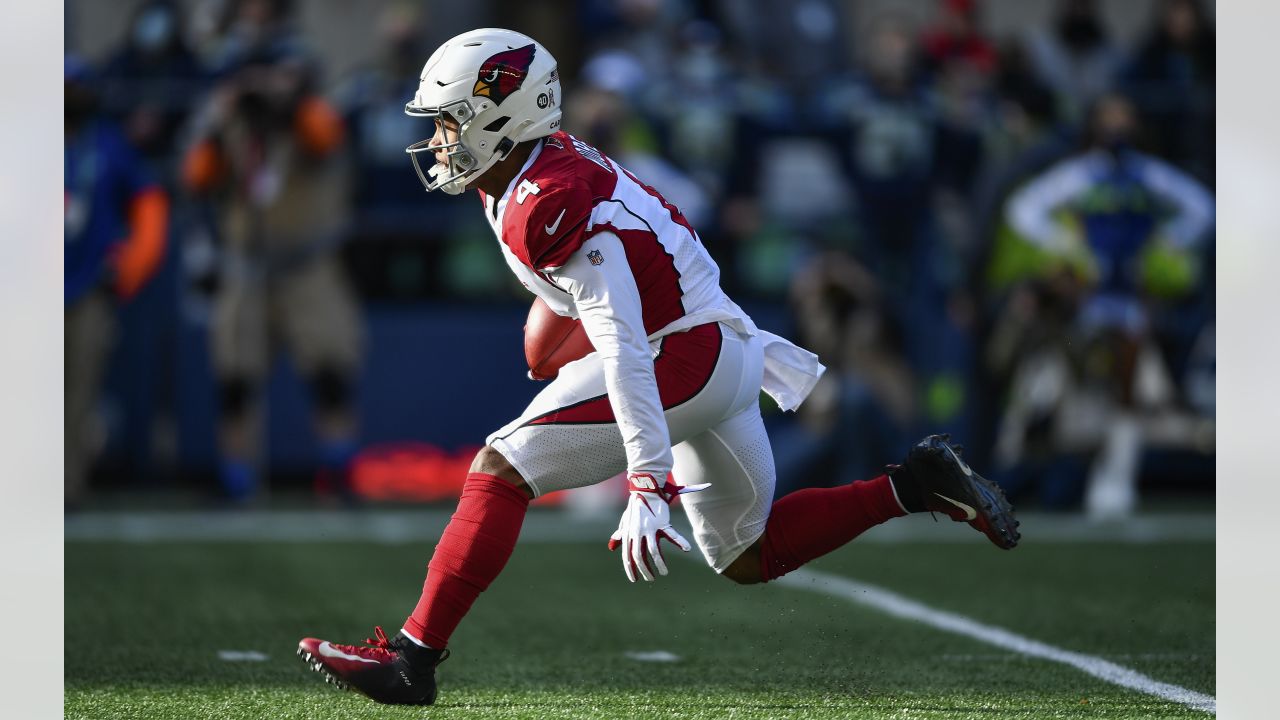 Seattle Seahawks wide receiver Laquon Treadwell (18) loosk on with the ball  before an NFL football game against the Los Angeles Rams, Sunday, Jan. 8,  2023, in Seattle, WA. The Seahawks defeated