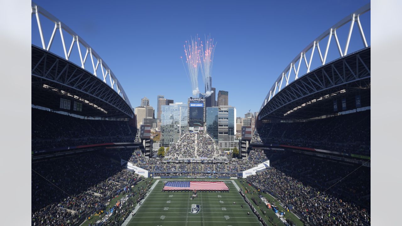 General view as the national anthems are prior to kick-off of the match  which is part of the NFL London Games at Tottenham Hotspur Stadium, London.  Picture date: Sunday October 17, 2021