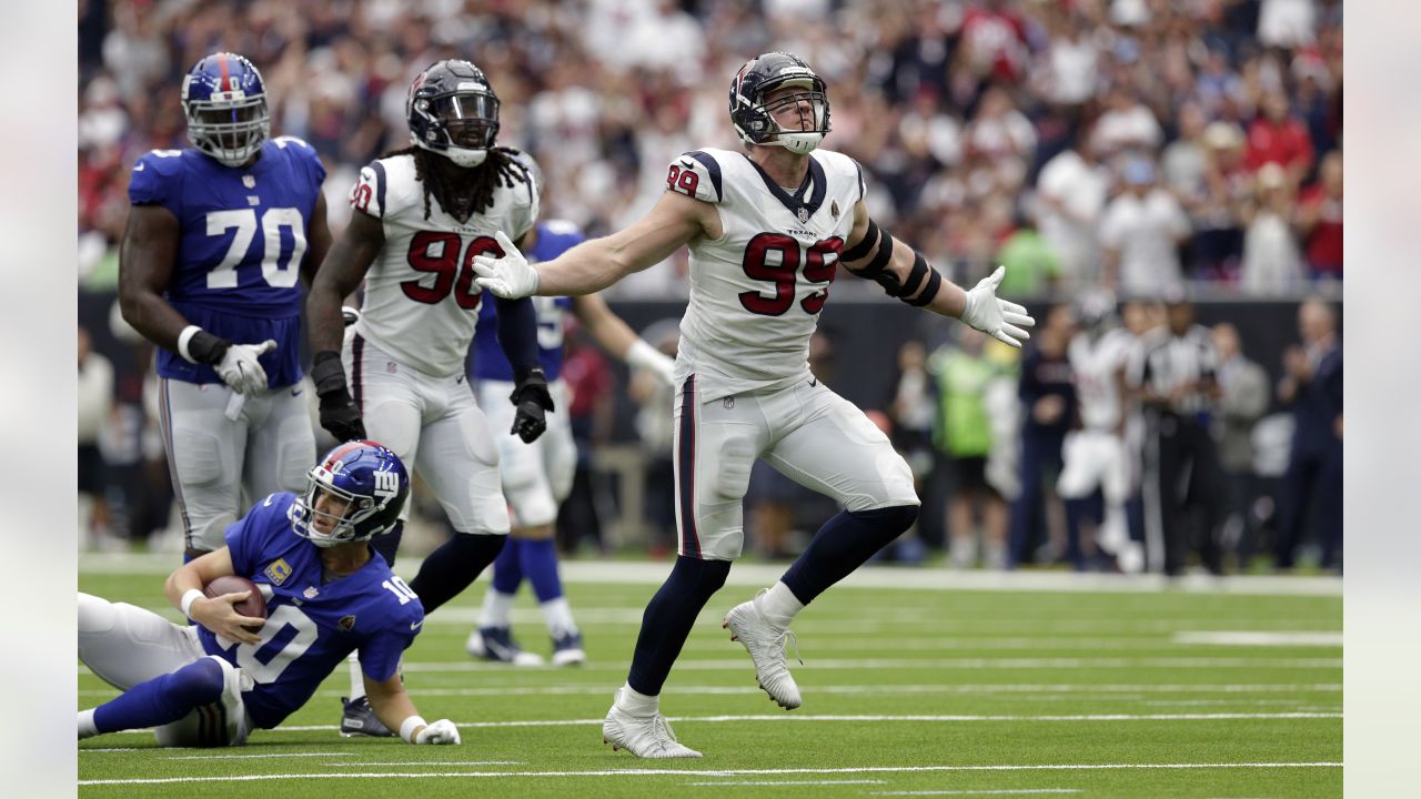 September 10, 2017: Houston Texans defensive end J.J. Watt (99) tosses the  ball with fans in the stands prior to the start of the NFL game between the  Jacksonville Jaguars and the