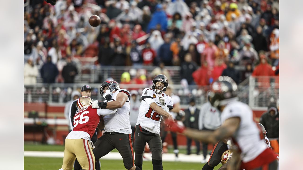 SANTA CLARA, CA - DECEMBER 11: Tampa Bay Buccaneers quarterback Tom Brady  (12) throws a pass in the second quarter of an NFL game between the San  Francisco 49ers and Tampa Bay