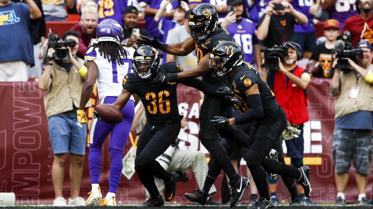 Washington Commanders cornerback Danny Johnson (36) runs during an