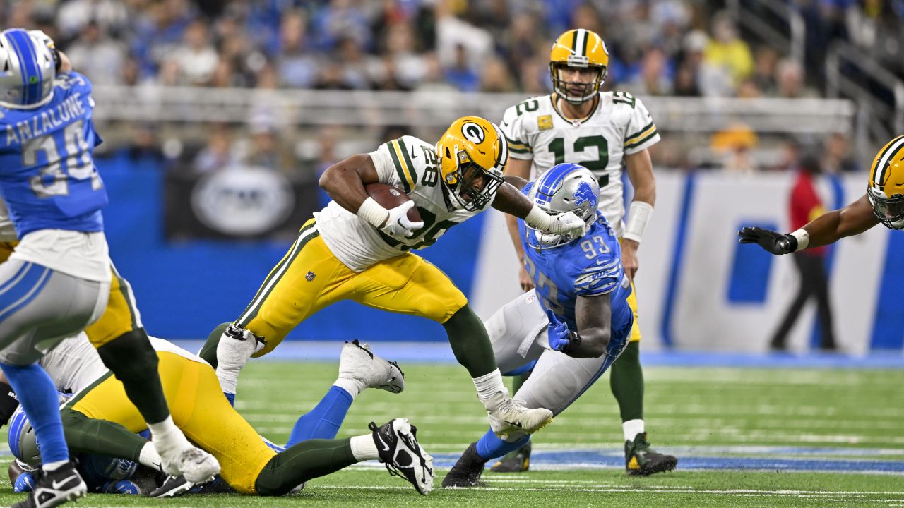 DETROIT, MI - NOVEMBER 06: Detroit Lions Wide Receiver (14) Amon-Ra St.  Brown in action during the game between Green Bay Packers and Detroit Lions  on November 6, 2022 in Detroit, MI (