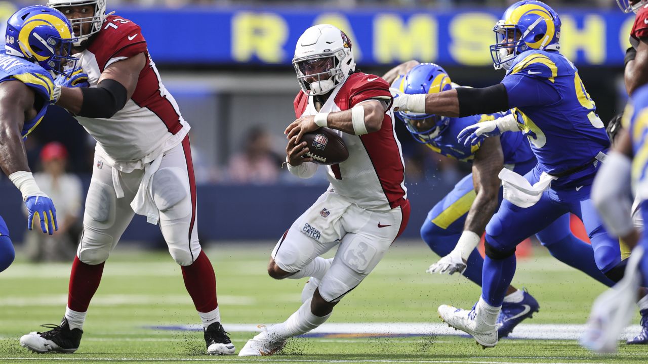 Los Angeles Rams offensive tackle Bobby Evans (71) on the bench wearing a  cap while playing the Buffalo Bills during an NFL football game Thursday,  Sept. 8, 2021, in Inglewood, Calif. (AP