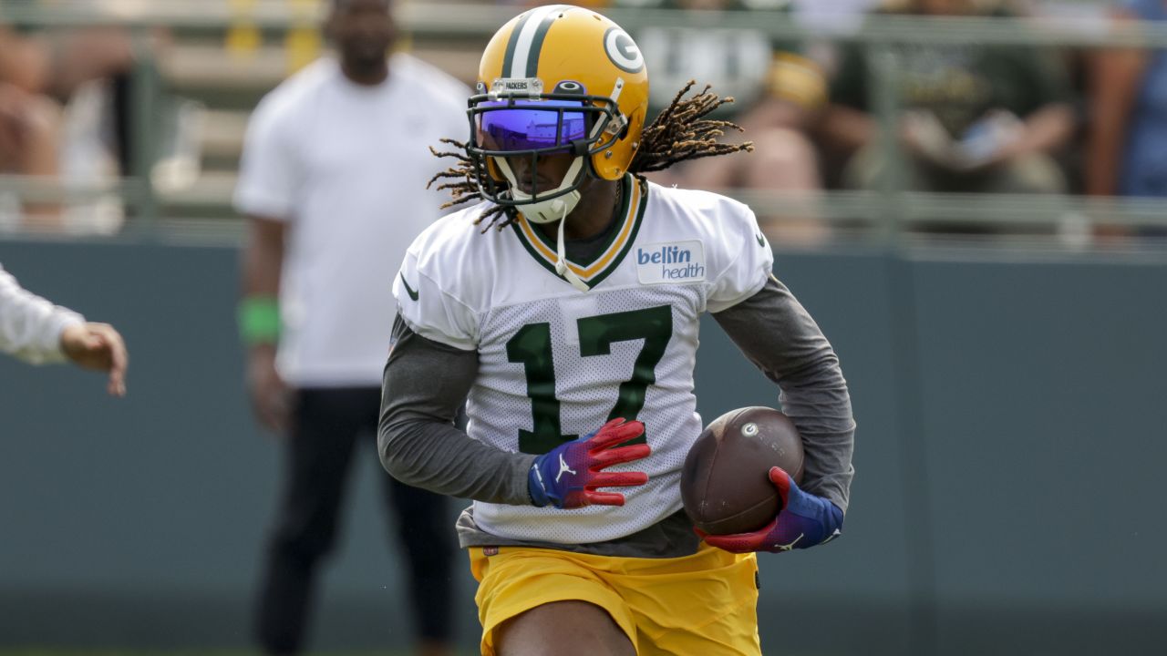 August 9, 2021: Washington Football Team wide receiver Terry McLaurin (17)  runs an out route during the team's NFL football training camp practice at  the Washington Football Team Facilities in Ashburn, Virginia