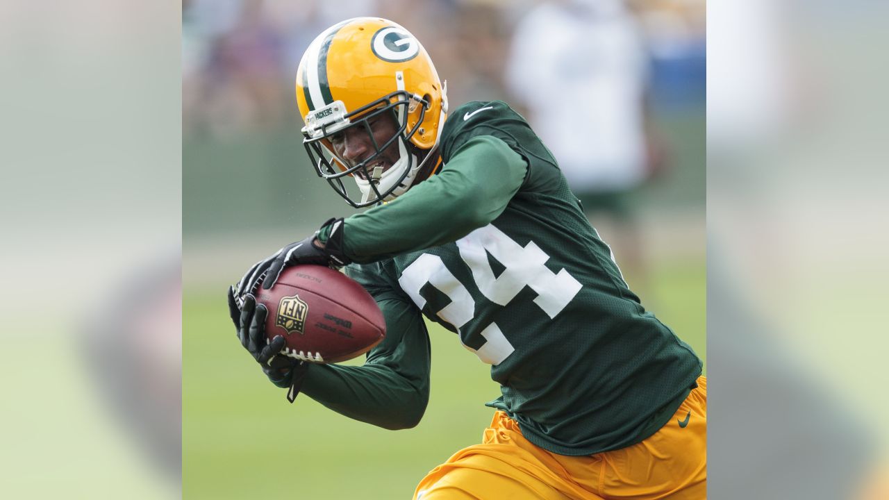 Green Bay Packers' Jarrett Bush catches a ball during NFL football