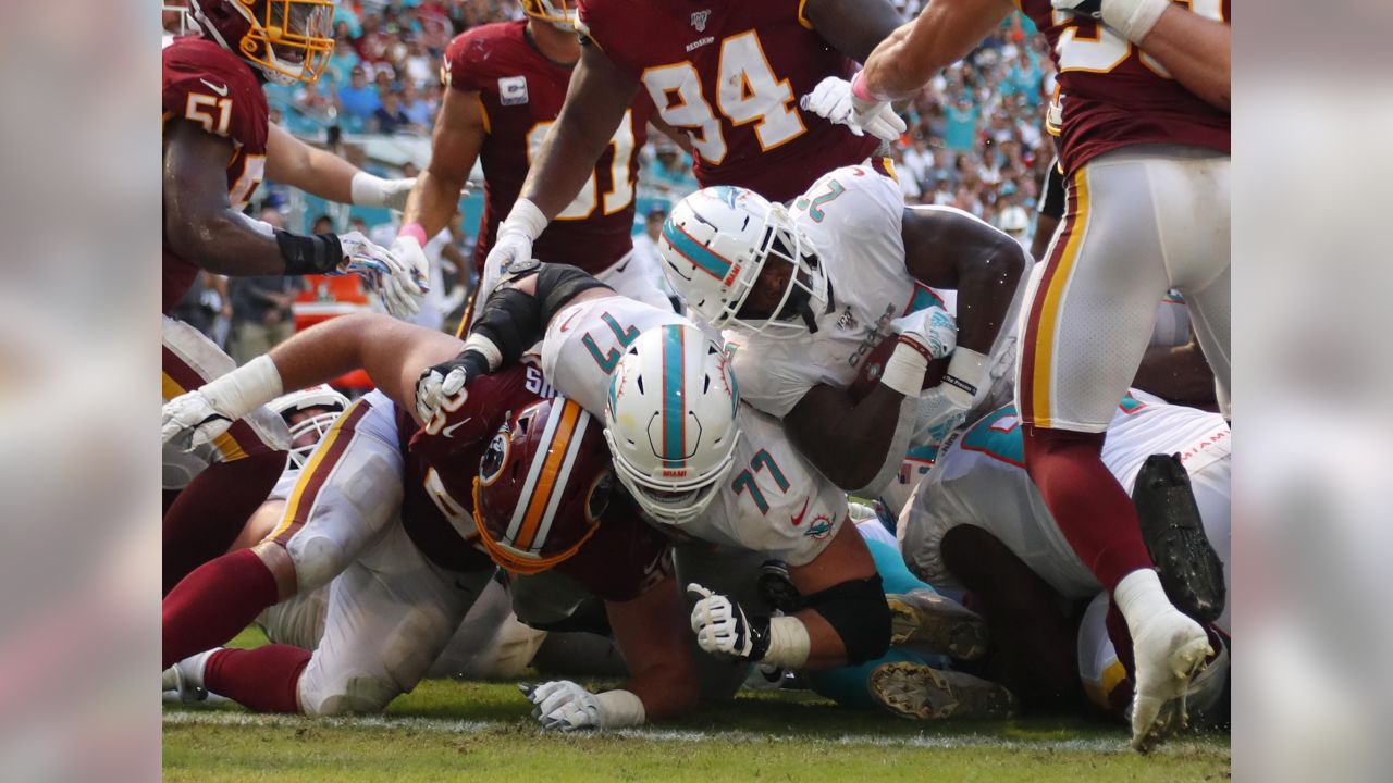 Washington Redskins wide receiver Terry McLaurin (17) grabs a pass, during  the second half at an NFL football game against the Miami Dolphins, Sunday,  Oct. 13, 2019, in Miami Gardens, Fla. (AP