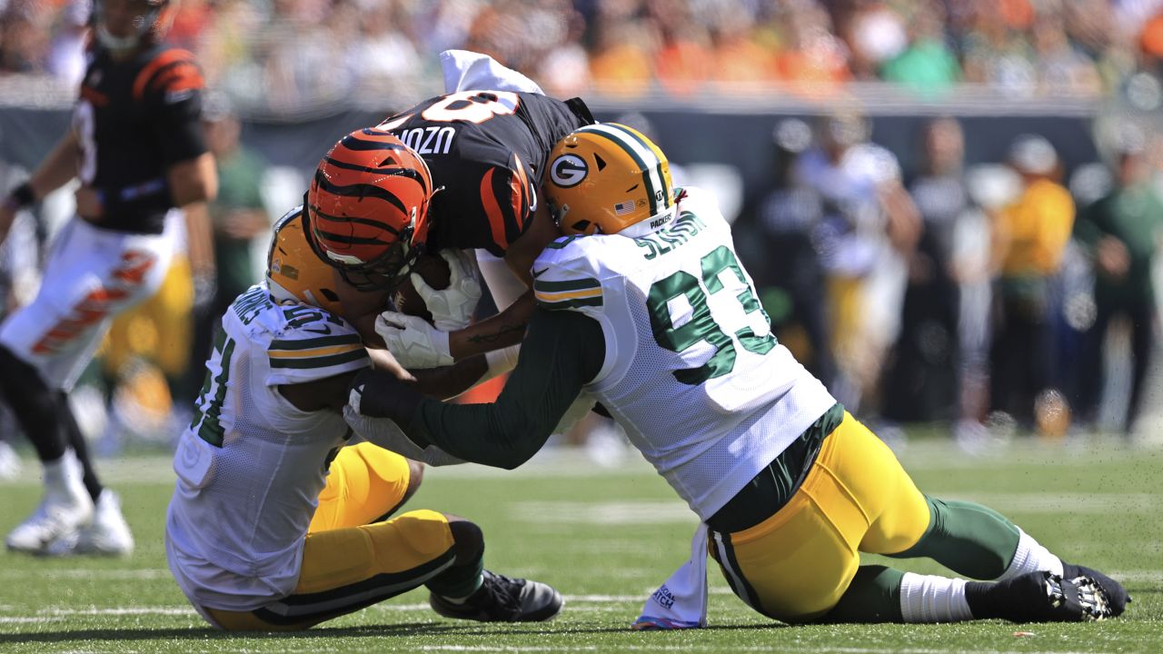 Green Bay Packers linebacker Krys Barnes (51) in action during the