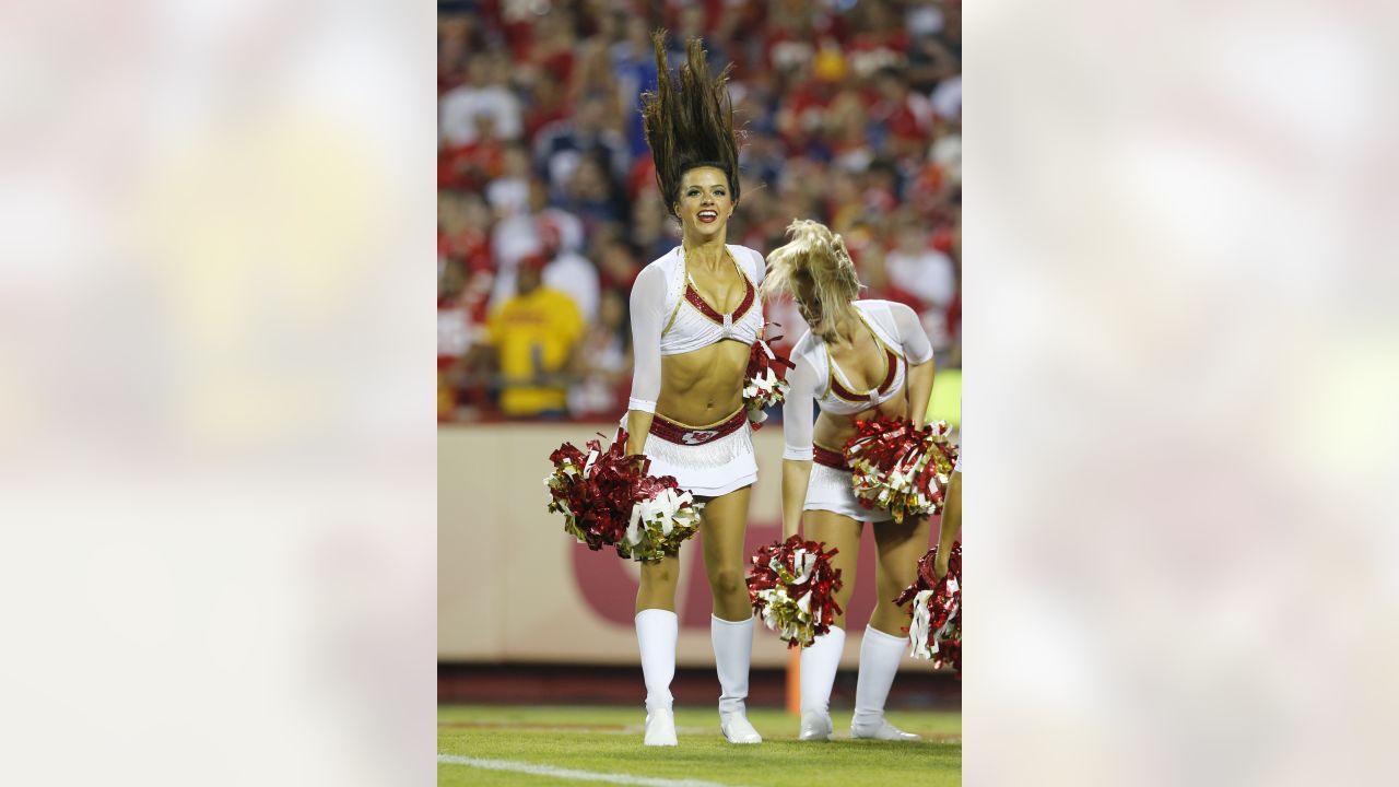 A Kansas City Chiefs cheerleader before an NFL preseason game