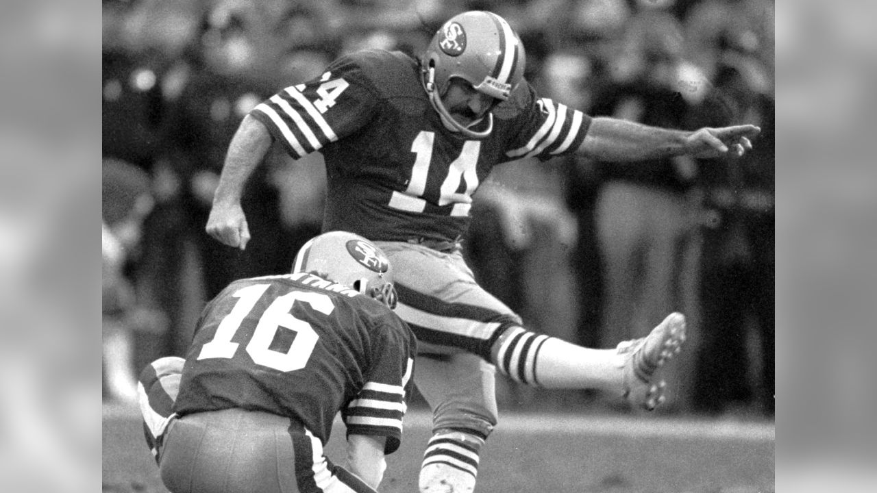 The 49ers' all-time leading kicker sported an old-school helmet and mustache until the end of his career in 1987. He also scored 979 points and won two Super Bowls with the franchise.