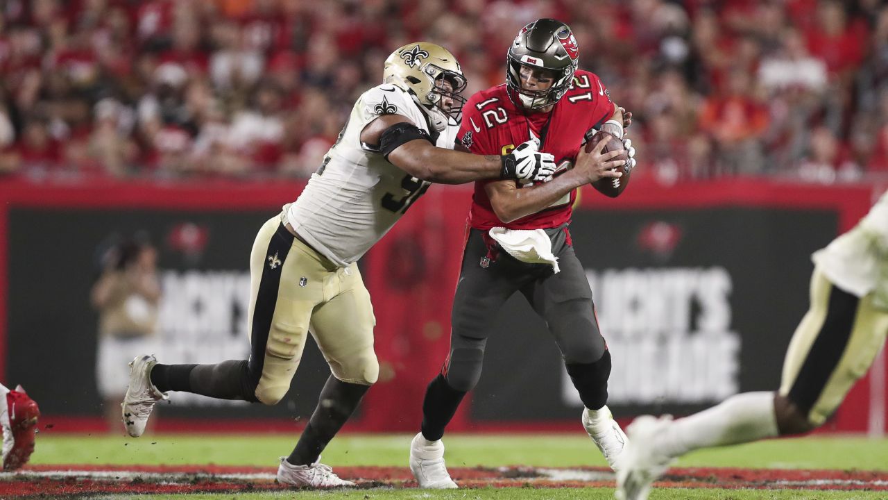 Tampa Bay Buccaneers defensive end Kyle Moore (94) during the NFL football  game between the New Orleans Saints and Tampa Bay Buccaneers at Raymond  James Stadium in Tampa Bay, Florida. The Saints