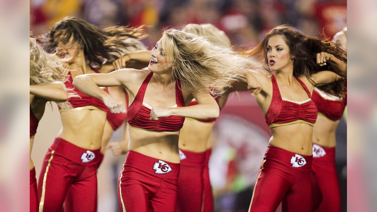 A Kansas City Chiefs cheerleader before an NFL preseason game