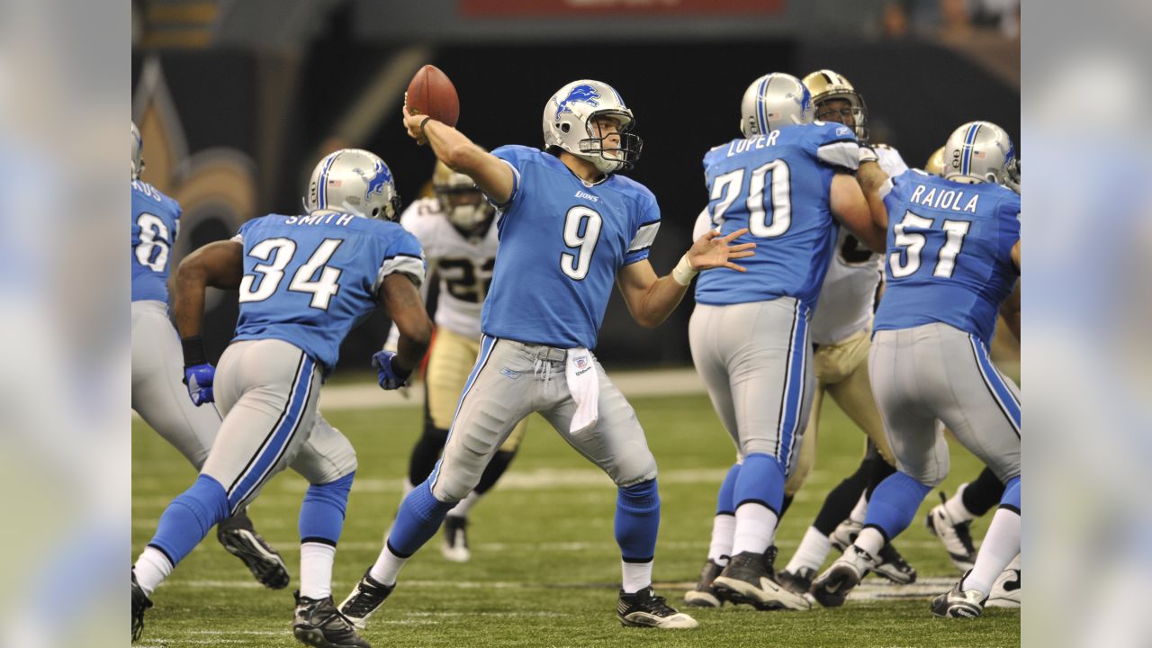 Georgia quarterback Matthew Stafford holds up his Detroit Lions jersey  after he is selected by the Lions as the number 1 overall pick at the 2009  NFL Draft at Radio City Music