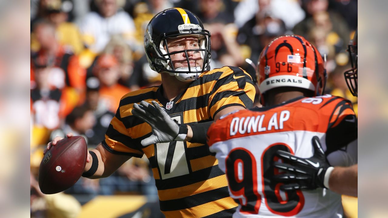 Cincinnati Bengals quarterback Andy Dalton (14) jogs off the field  following the come from behind 16-10 Bengals win against the Pittsburgh  Steelers at Heinz Field in Pittsburgh on November 1, 2015. Photo