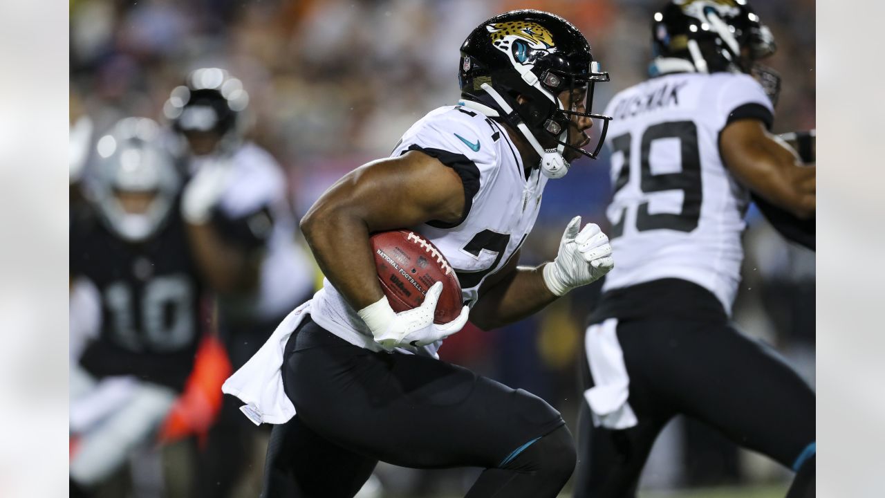 Jacksonville Jaguars wide receiver Willie Johnson (81) heads for the end  zone for a touchdown during the second half of the NFL football exhibition  Hall of Fame Game against the Las Vegas