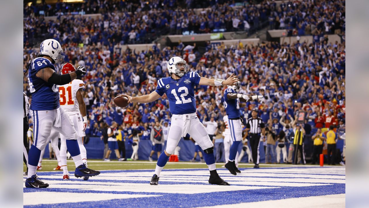 November 18, 2018: Indianapolis Colts quarterback Andrew Luck (12) during  NFL football game action between the Tennessee Titans and the Indianapolis  Colts at Lucas Oil Stadium in Indianapolis, Indiana. Indianapolis defeated  Tennessee