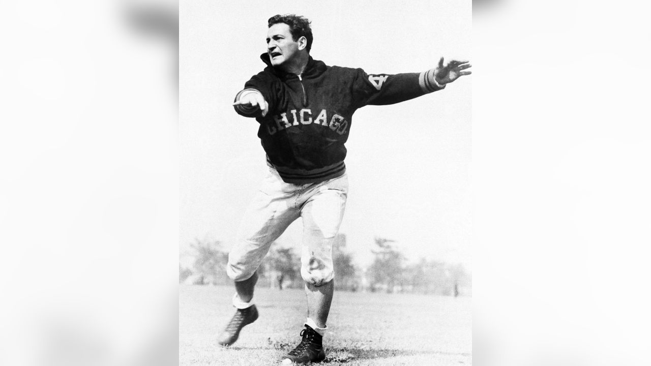 Sid Luckman at the Polo Grounds in New York, c. 1940 (Colorized by