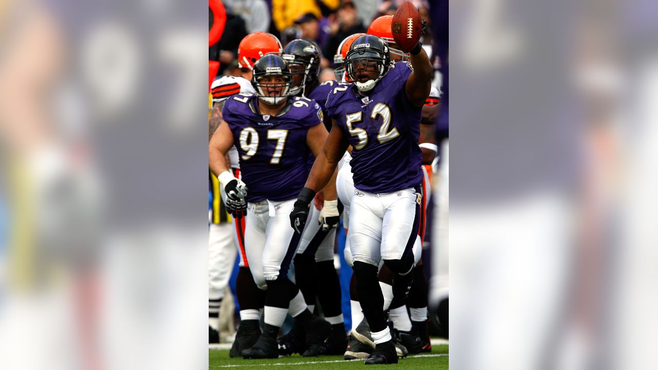 Ray Lewis of the Baltimore Ravens paces the sidelines in a game