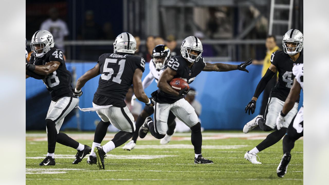 Jacksonville Jaguars wide receiver Willie Johnson (81) heads for the end  zone for a touchdown during the second half of the NFL football exhibition  Hall of Fame Game against the Las Vegas