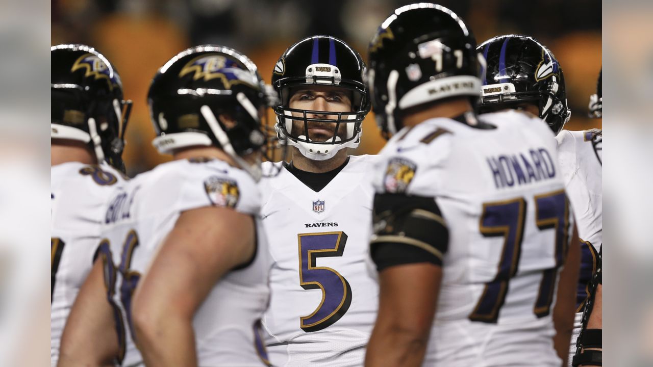 Baltimore Ravens quarterback Joe Flacco, left, and Pittsburgh