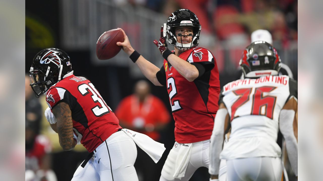 Atlanta Falcons cornerback Desmond Trufant (21) celebrates an interception  against the Tampa Bay Buccaneers during the first half of an NFL football  game, Sunday, Nov. 24, 2019, in Atlanta. (AP Photo/John Bazemore