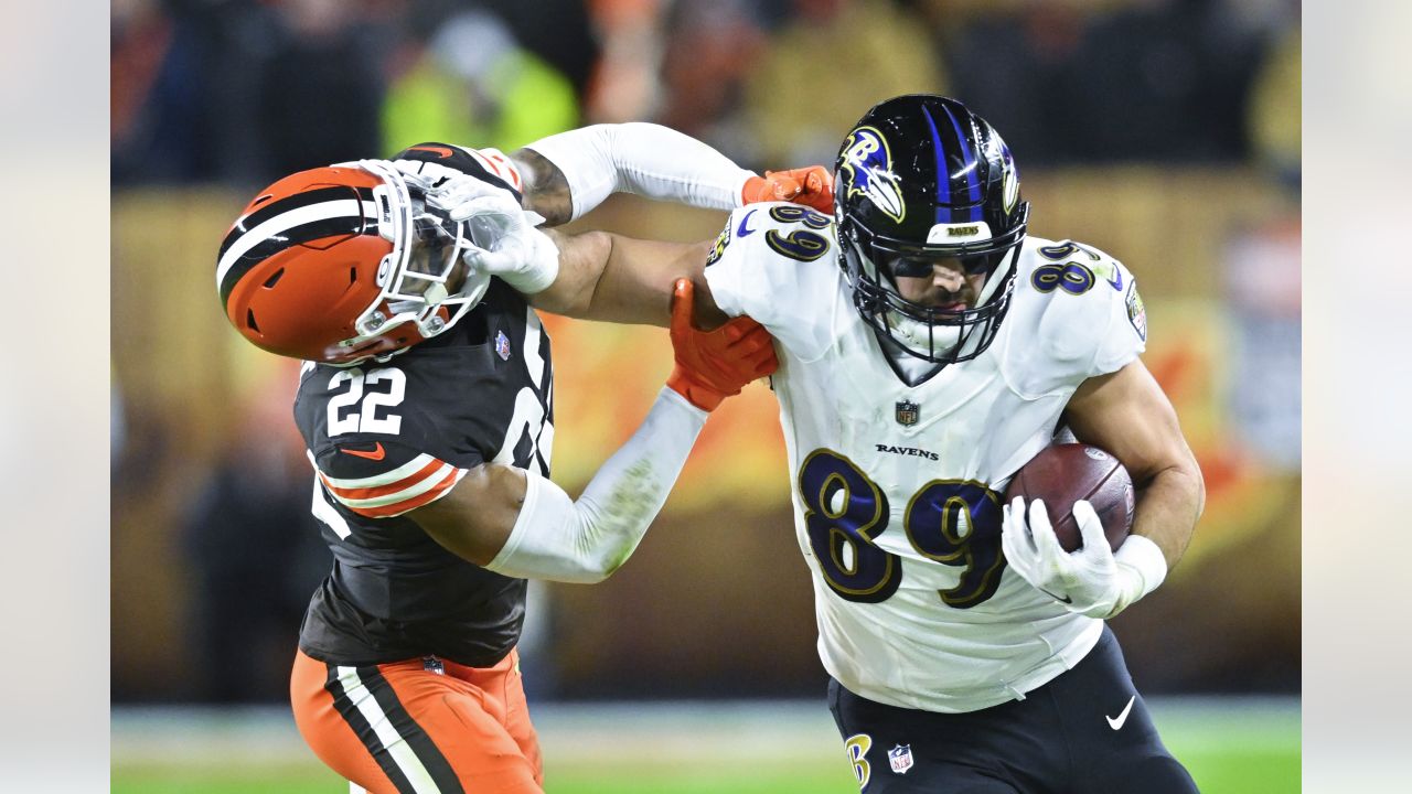 CLEVELAND, OH - DECEMBER 17: Cleveland Browns safety Grant Delpit (22)  leaves the field following the National Football League game between the  Baltimore Ravens and Cleveland Browns on December 17, 2022, at