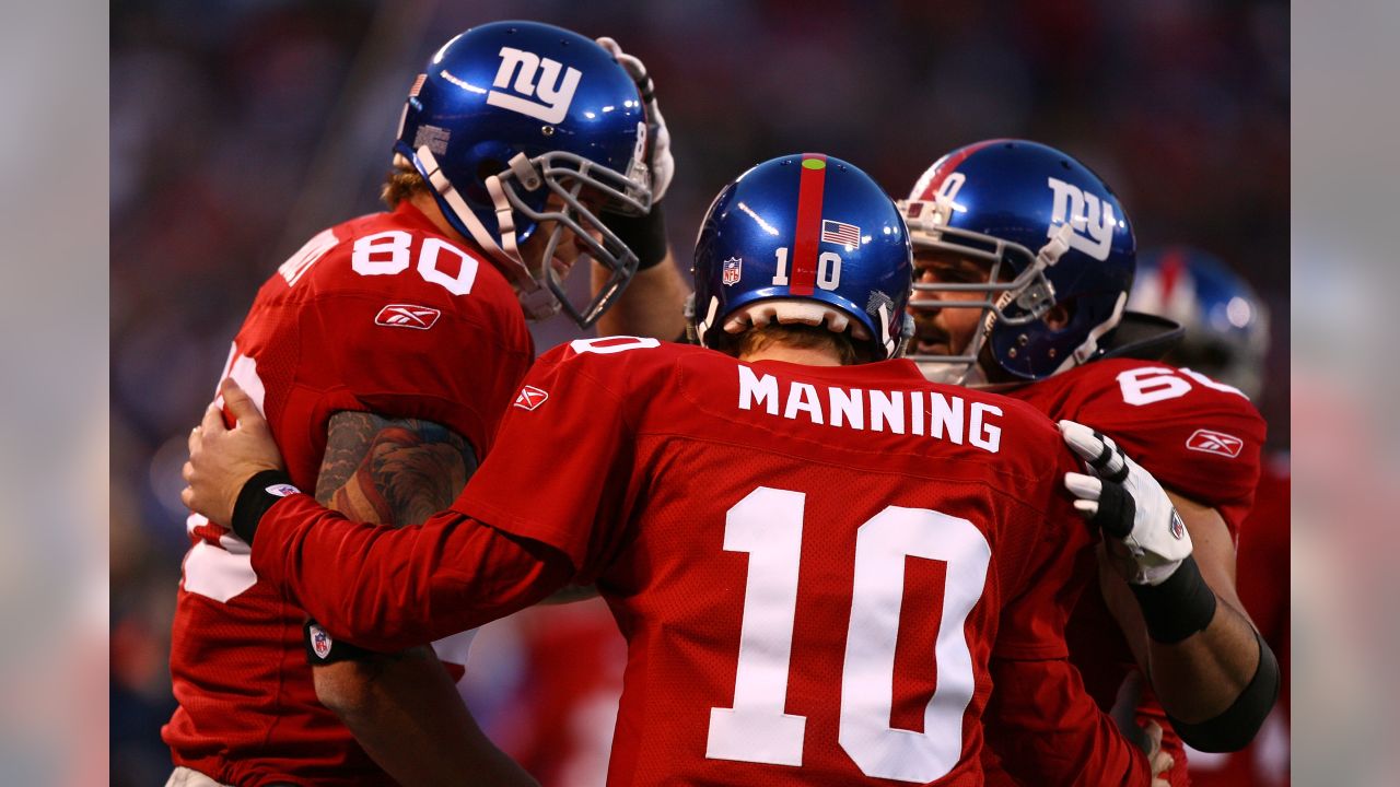 New York Giants Jeremy Shockey (80) celebrates after making a touchdown in  the third quarter against the New York Jets on Sunday, October 7, 2007, at  Giants Stadium in East Rutherford, New