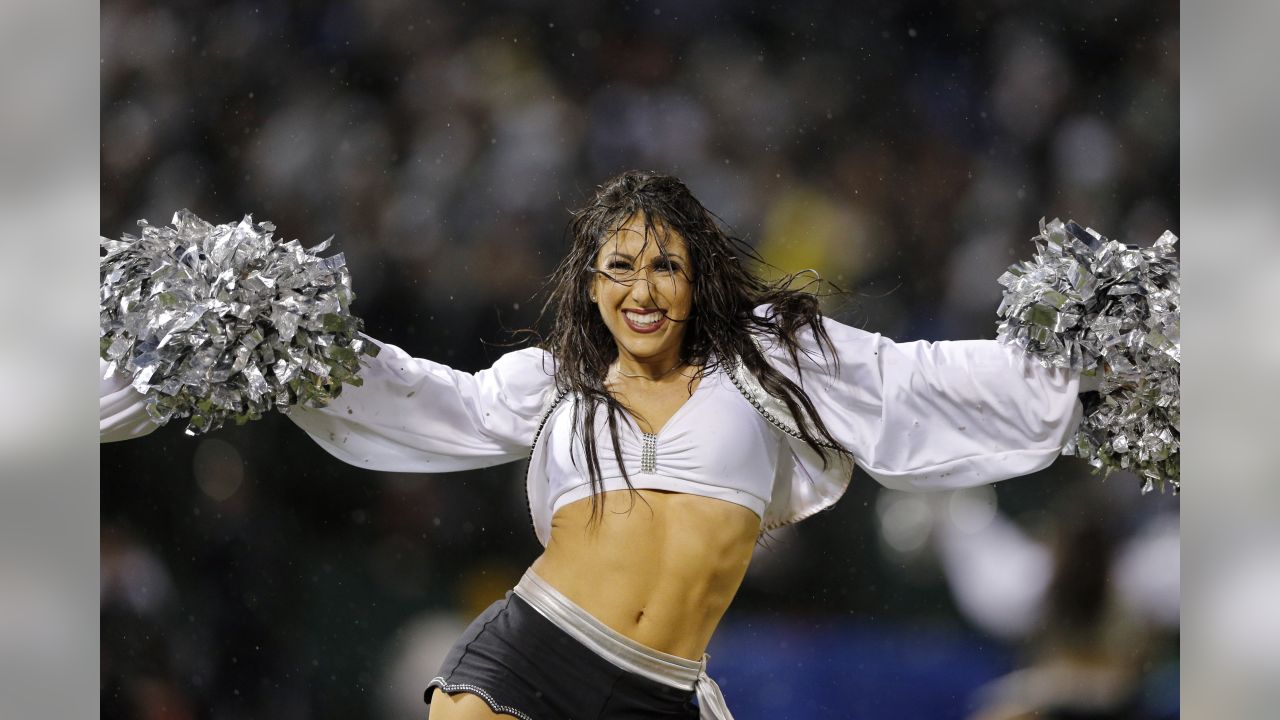 Las Vegas Raiders cheerleaders cheer during an NFL preseason