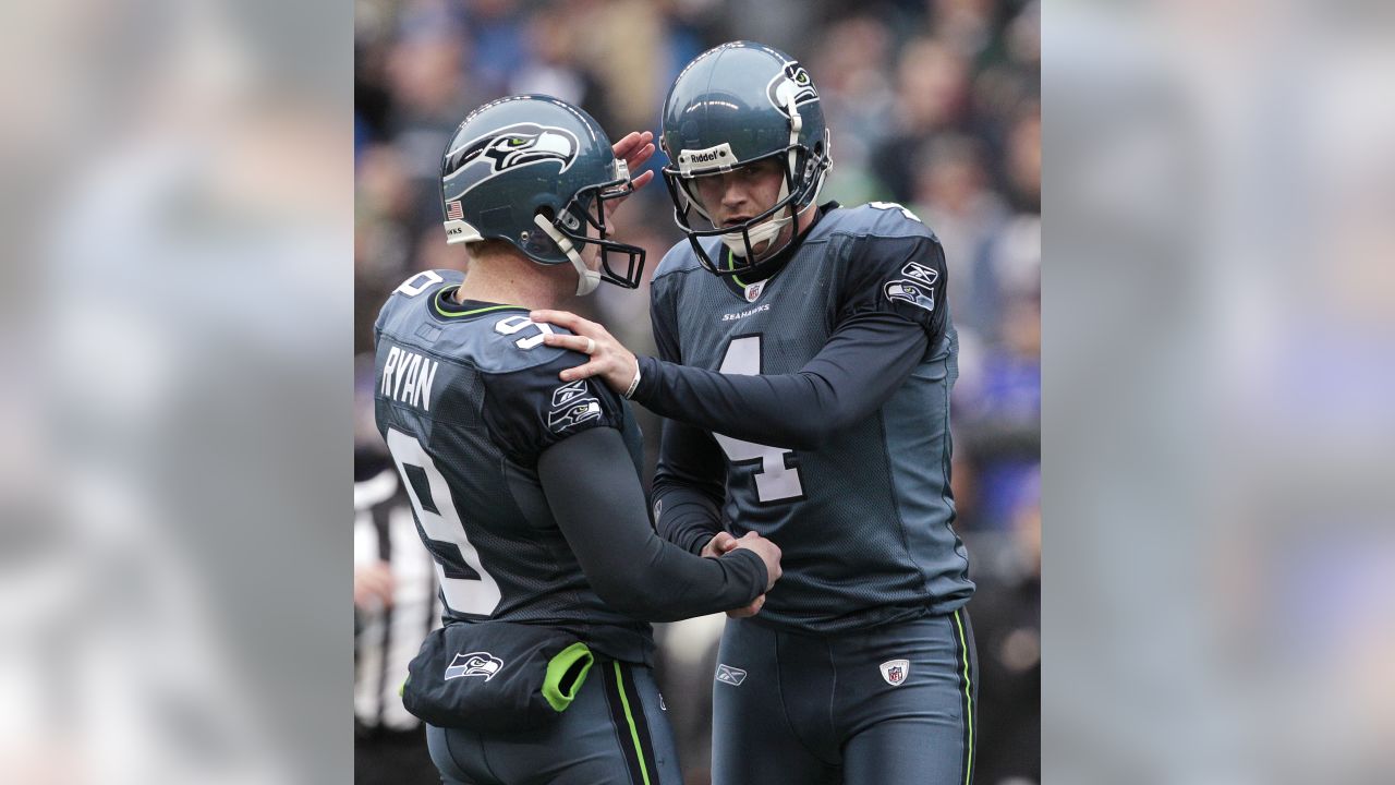 Kicker Steven Hauschka (4) and holder Jon Ryan (9) of the Seattle