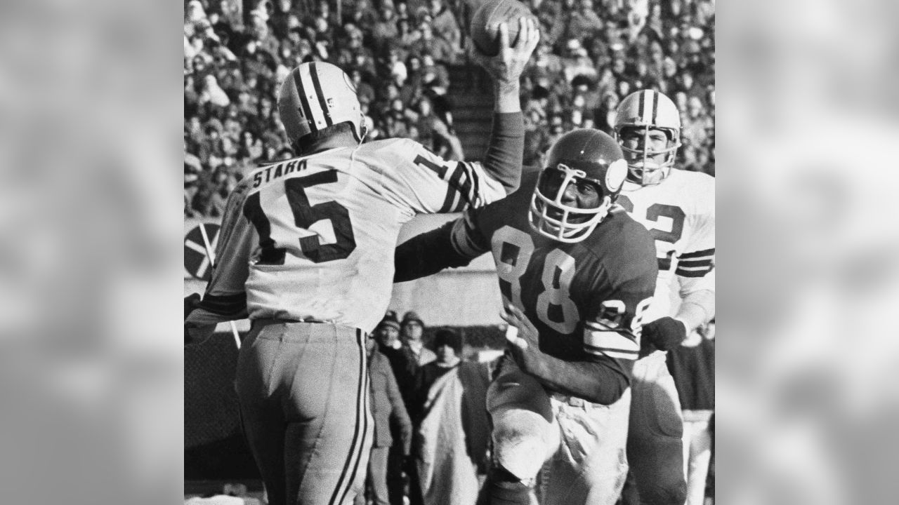 Minnesota Vikings - Purple People Eaters DE Carl Eller, DT Gary Larsen, DT Alan  Page, and DE Jim Marshall at Super Bowl VIII.