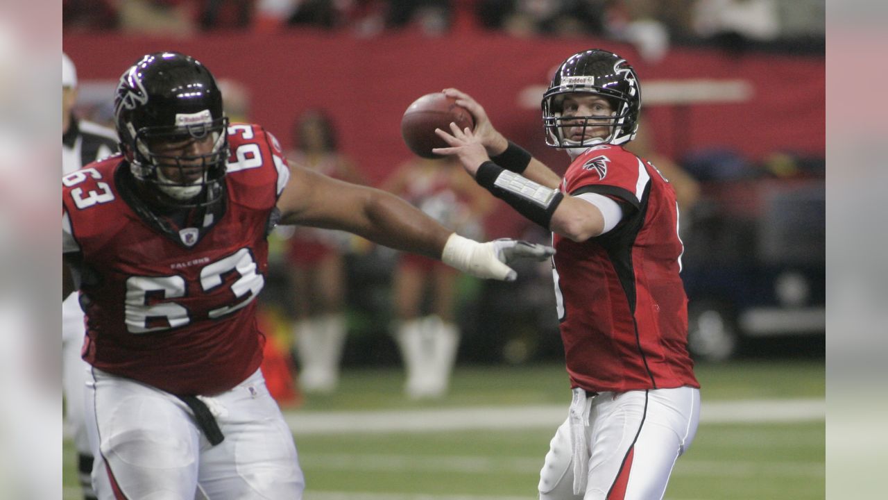 Philadelphia Eagles running back Leonard Weaver (43) scores a first-quarter  touchdown as Atlanta Falcons defender Erik Coleman (26) defends in their  NFL football game at the Georgia Dome in Atlanta, Sunday, Dec.