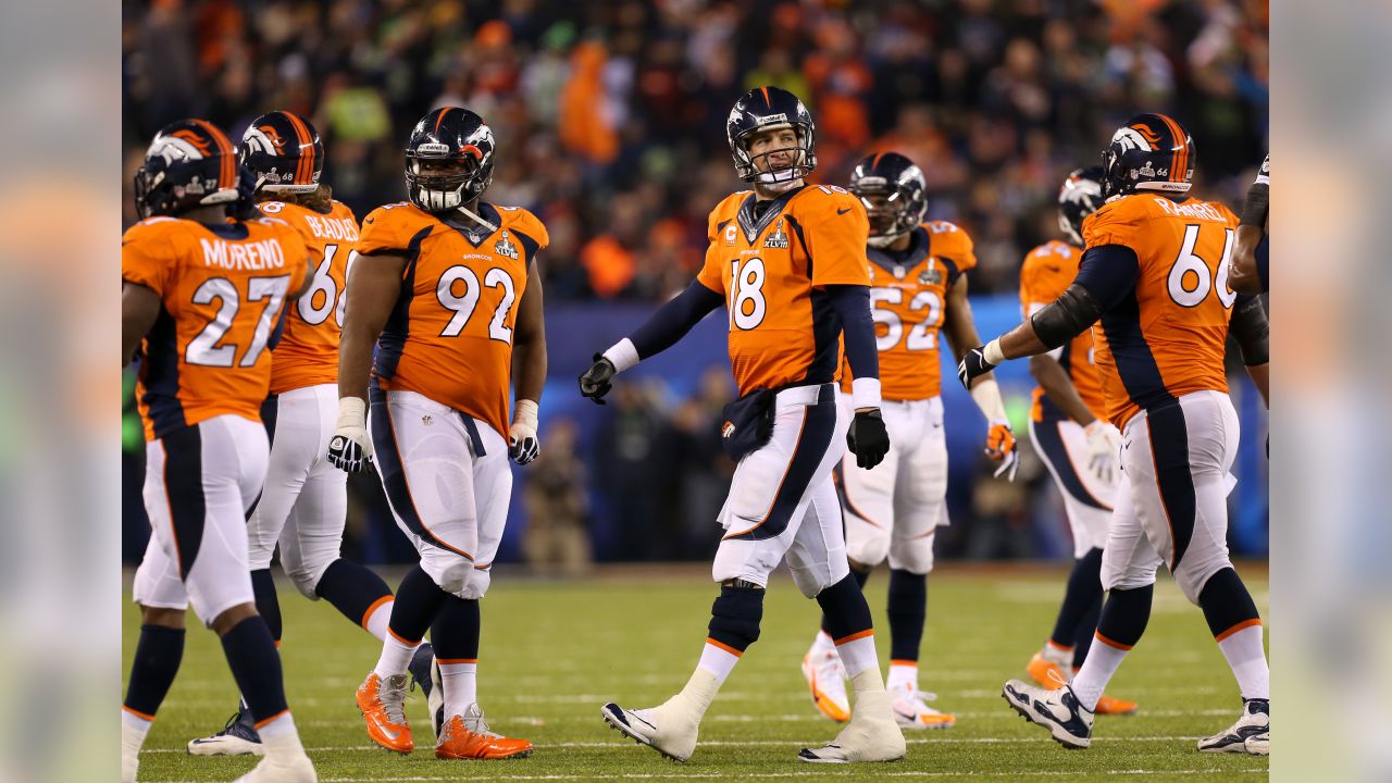 Denver Broncos cornerback Champ Bailey (24) in action against the Seattle  Seahawks at the Super Bowl XLVIII at MetLife Stadium in East Rutherford, New  Jersey on February 2, 2014. MetLife Stadium hosts