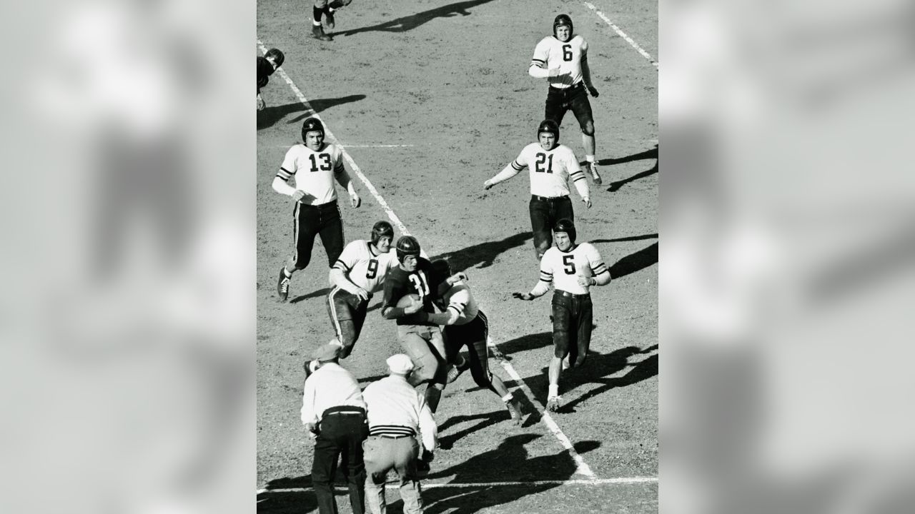 The Chicago Bears pose in their starting line up at Griffith Stadium in  Washington, D.C., on Dec. 7, 1940. The Bears face the Washington Redskins  in the NFL Championship game tomorrow. The