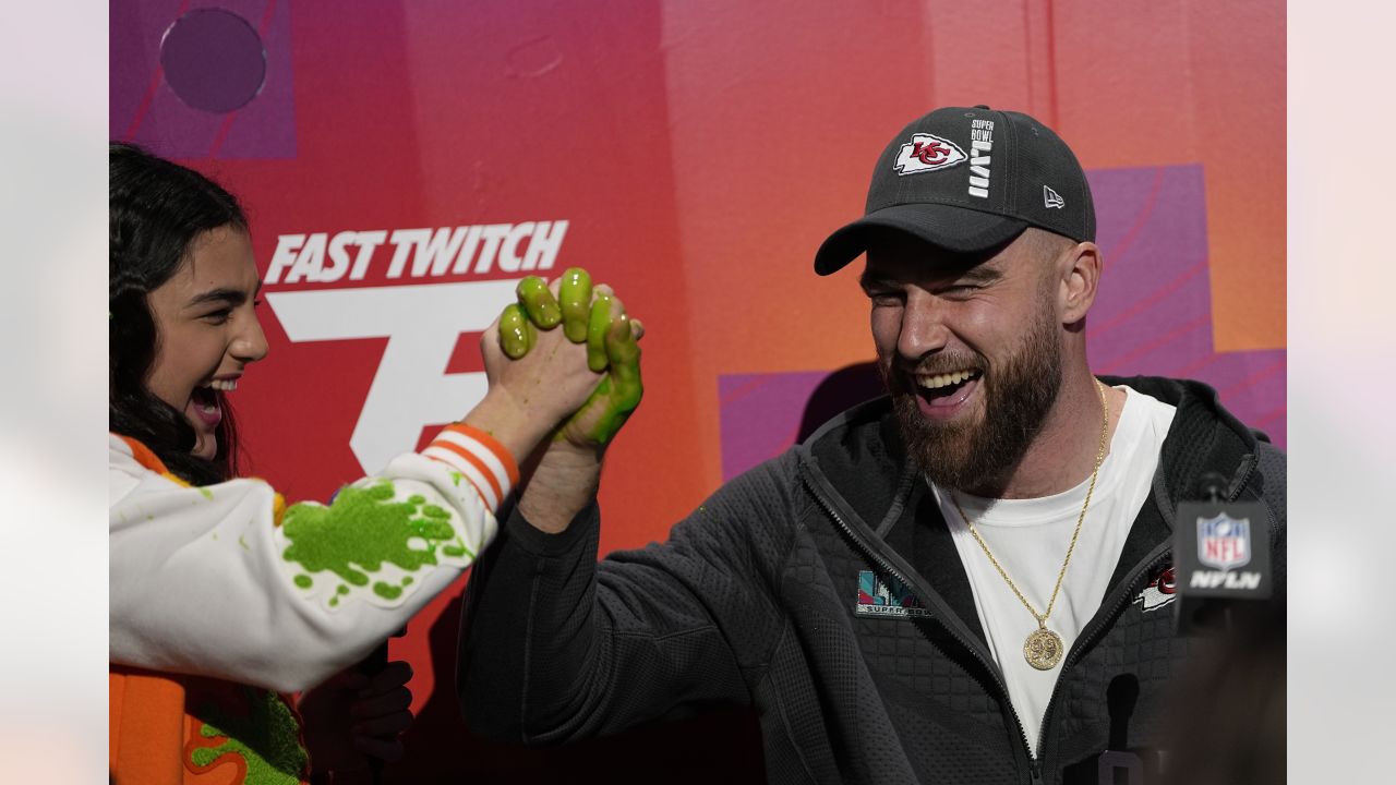 Philadelphia Eagles center Jason Kelce poses for a portrait at NFL football  Super Bowl 57 opening night, Monday, Feb. 6, 2023, in Phoenix. The Kansas  City Chiefs will play the Philadelphia Eagles