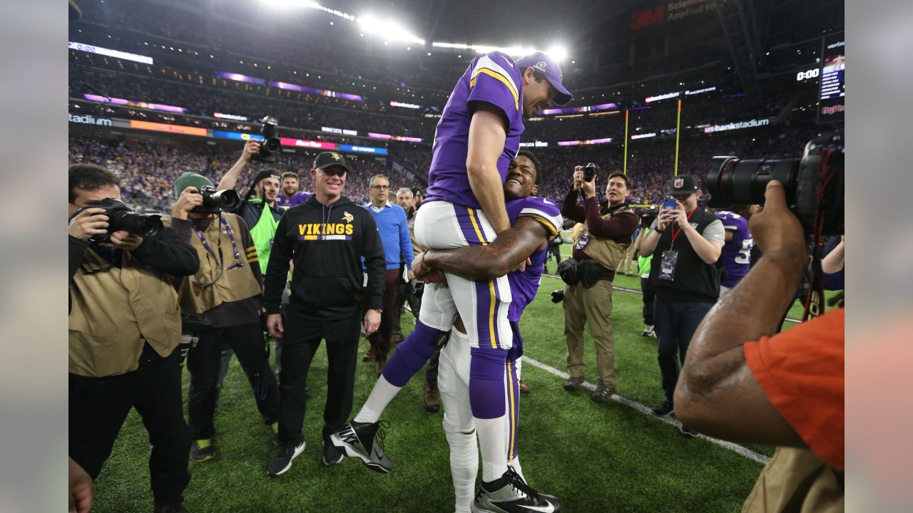 Minnesota Vikings wide receiver Stefon Diggs reacts after scoring