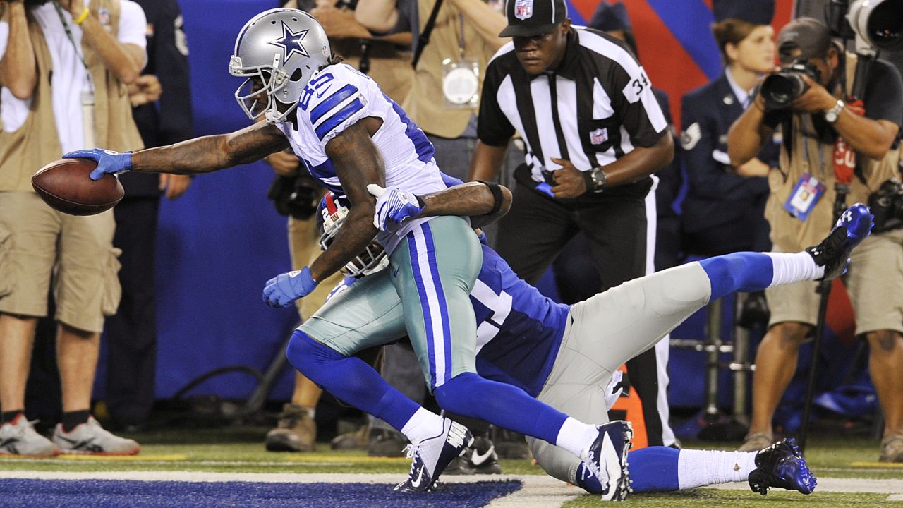 Dallas Cowboys wide receiver Kevin Ogletree (85) celebrates after making a  key tackle on the kick off in first half action in the NFL - NFC Playoffs  football game between the Philadelphia