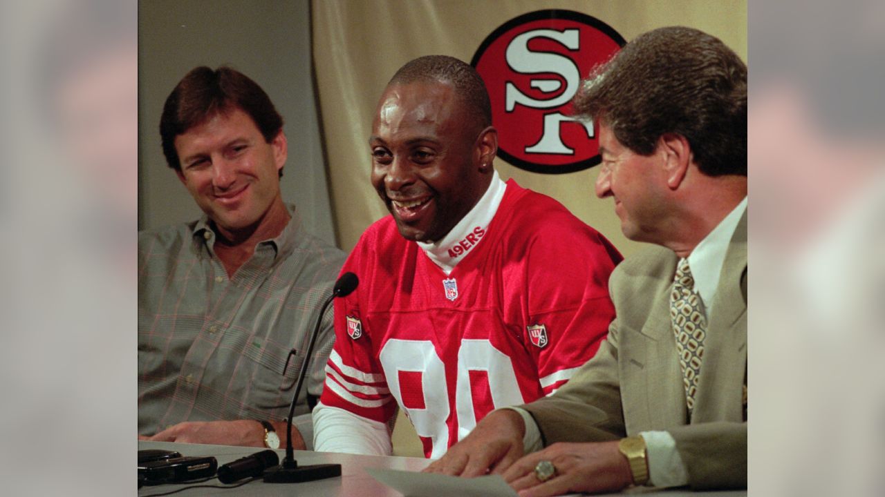 Hall of Famer Jerry Rice suits up for practice with 49ers