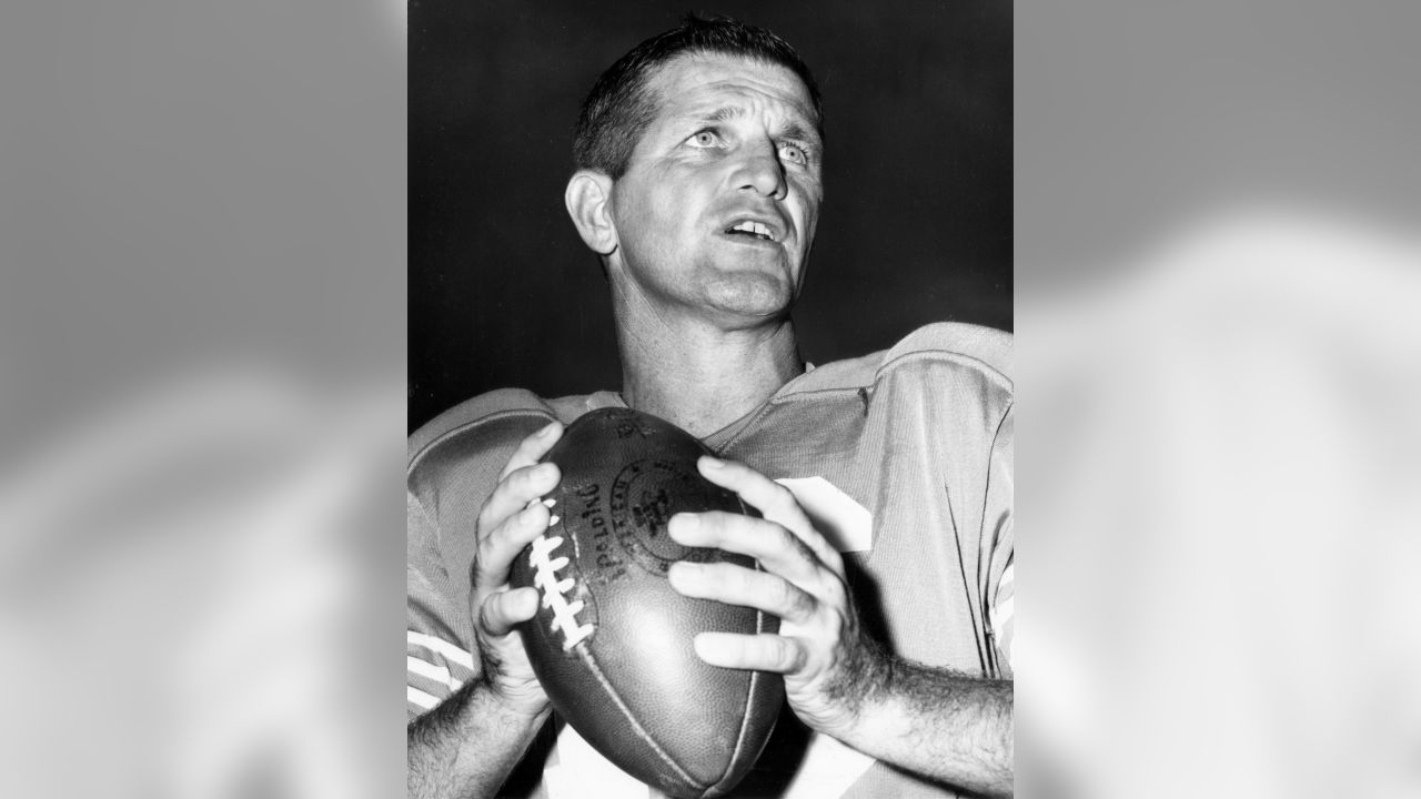 Houston Oilers quarterback, George Blanda, is seen in this posed action  shot from October 18, 1966, in Houston, Texas. (AP Photo Stock Photo - Alamy