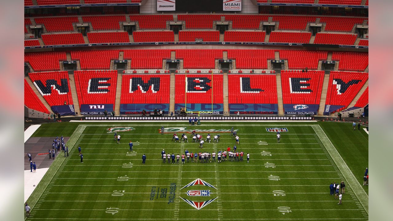 New Orleans Saints and Miami Dolphins fans prior to the NFL International  Series match at Wembley Stadium, London Stock Photo - Alamy