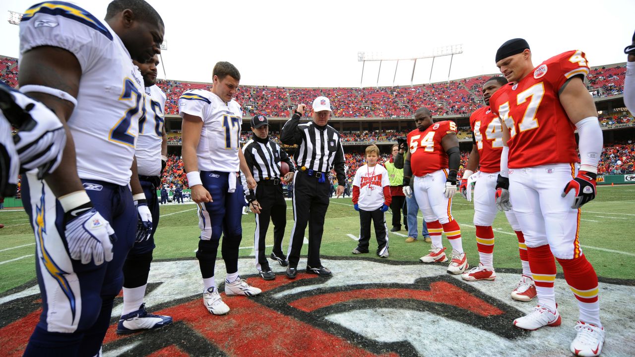 San Diego Chargers quarterback Philip Rivers (17) before the start of an  NFL football game between the Kansas City Chiefs and the San Diego Chargers  Sunday, Oct. 25, 2009, in Kansas City