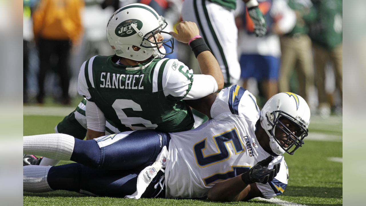 New York Jets - Chargers Jets Football New York Jets' Plaxico Burress  catches a touchdown pass during the second quarter of an NFL football game  between the San Diego Chargers and the