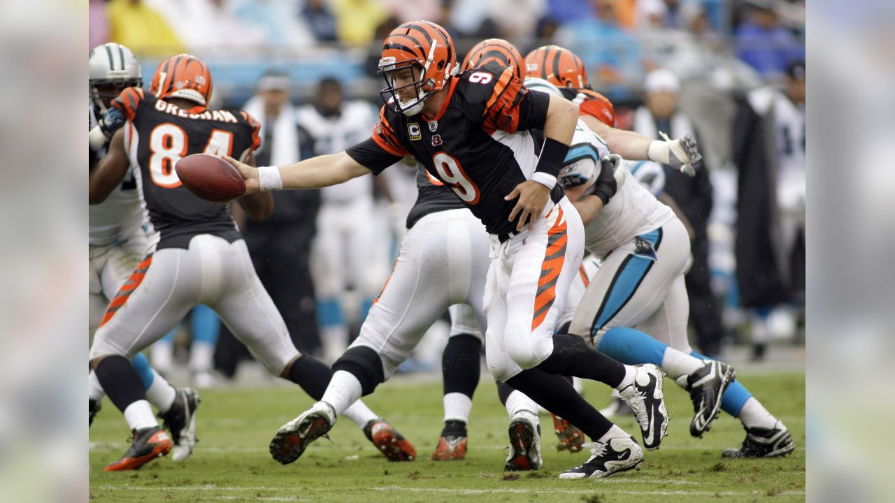 Cincinnati Bengals - Cincinnati Bengals' Chad Ochocinco (85) runs after a  catch as Carolina Panthers' Louis Leonard (94) defends in the second half  of an NFL football game in Charlotte, N.C., Sunday